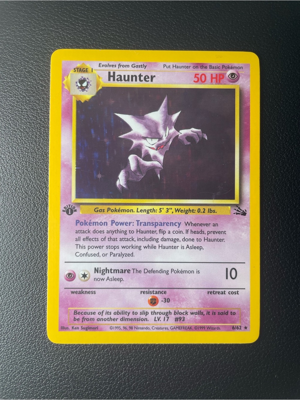 Haunter #6/62/1st Edition
Pokemon Fossil